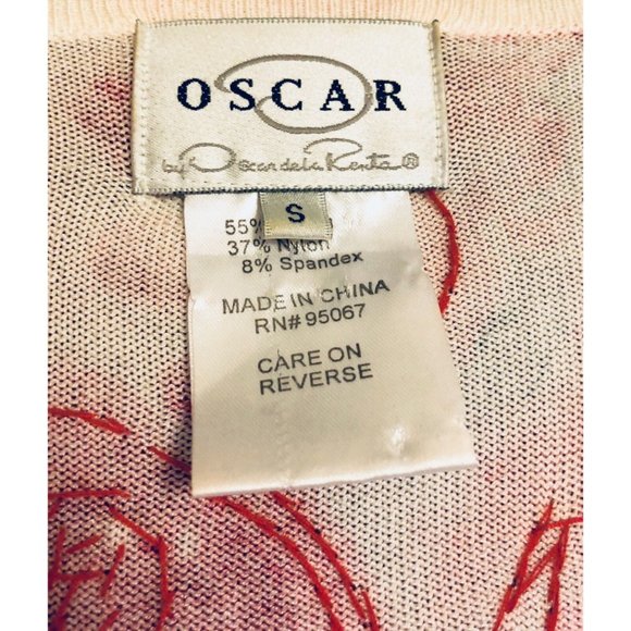 Vintage Oscar de la Renta White Cardigan Flowers Roses Sequins Small - Picture 6 of 6